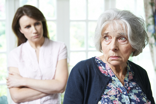 elderly parent upset with adult child